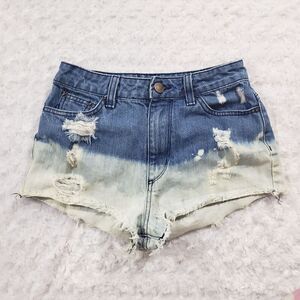 BDG denim cutoff jean shorts acid wash destructed frayed beach womens size 27